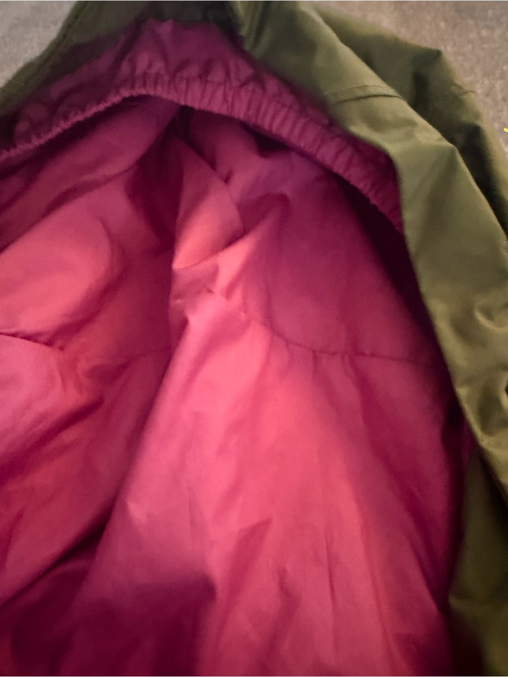 The North Face Olive Green Kids' Raincoat with Pink Lining - Picture 6 of 10